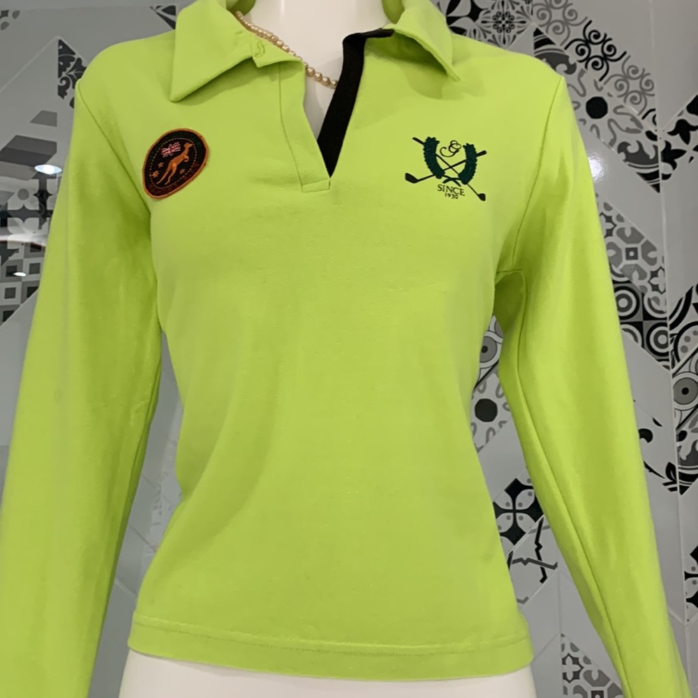 Made in🇪🇸Beautiful Golf Long Sleeves Crop Top in Lime Green